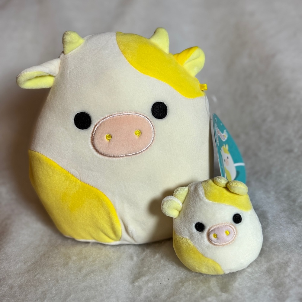 Squishmallows Official Bodie‎ The Yellow Cow Plush Toy NEW 2023 with Small Bodie
